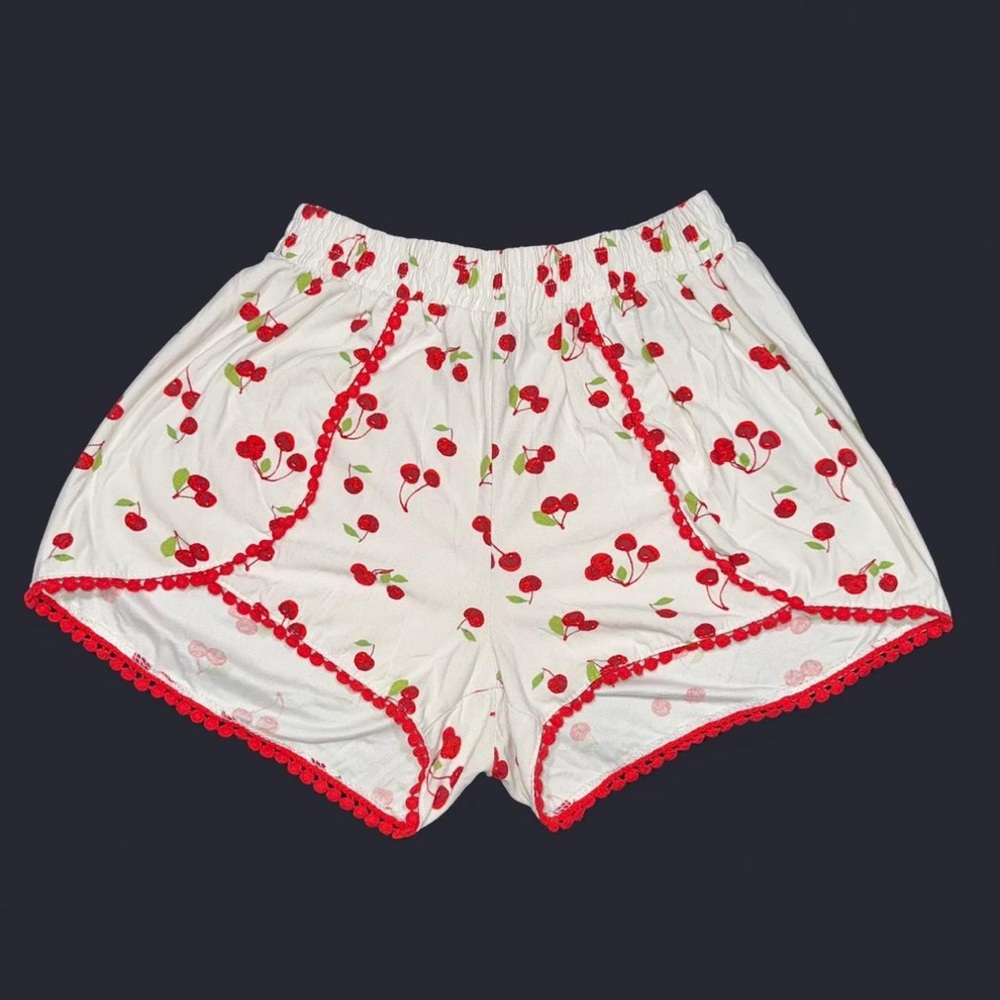 Cherry Pattern High Waist Shorts